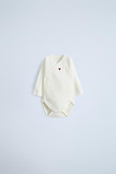 3-PACK OF KIMONO HEART BODYSUITS - Ecru by Zara - Image 1