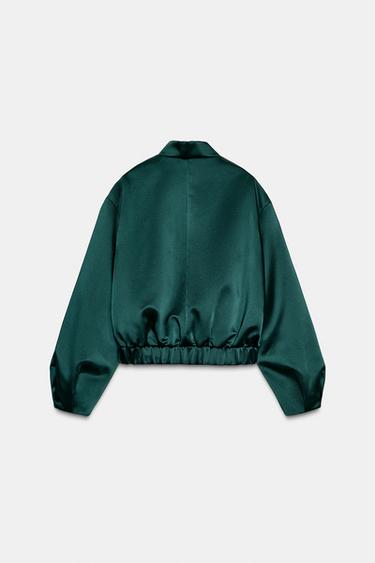 BLOUSON BOMBER SATINÉ - Vert de Zara - Image 6