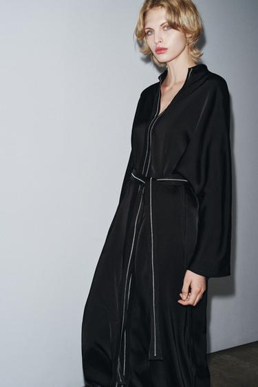 ZW COLLECTION TOPSTITCH TUNIC DRESS - Black by Zara