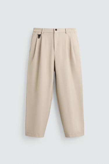PANTALÓN WIDE FIT PLIEGUES - Visón de Zara - Imagen 0