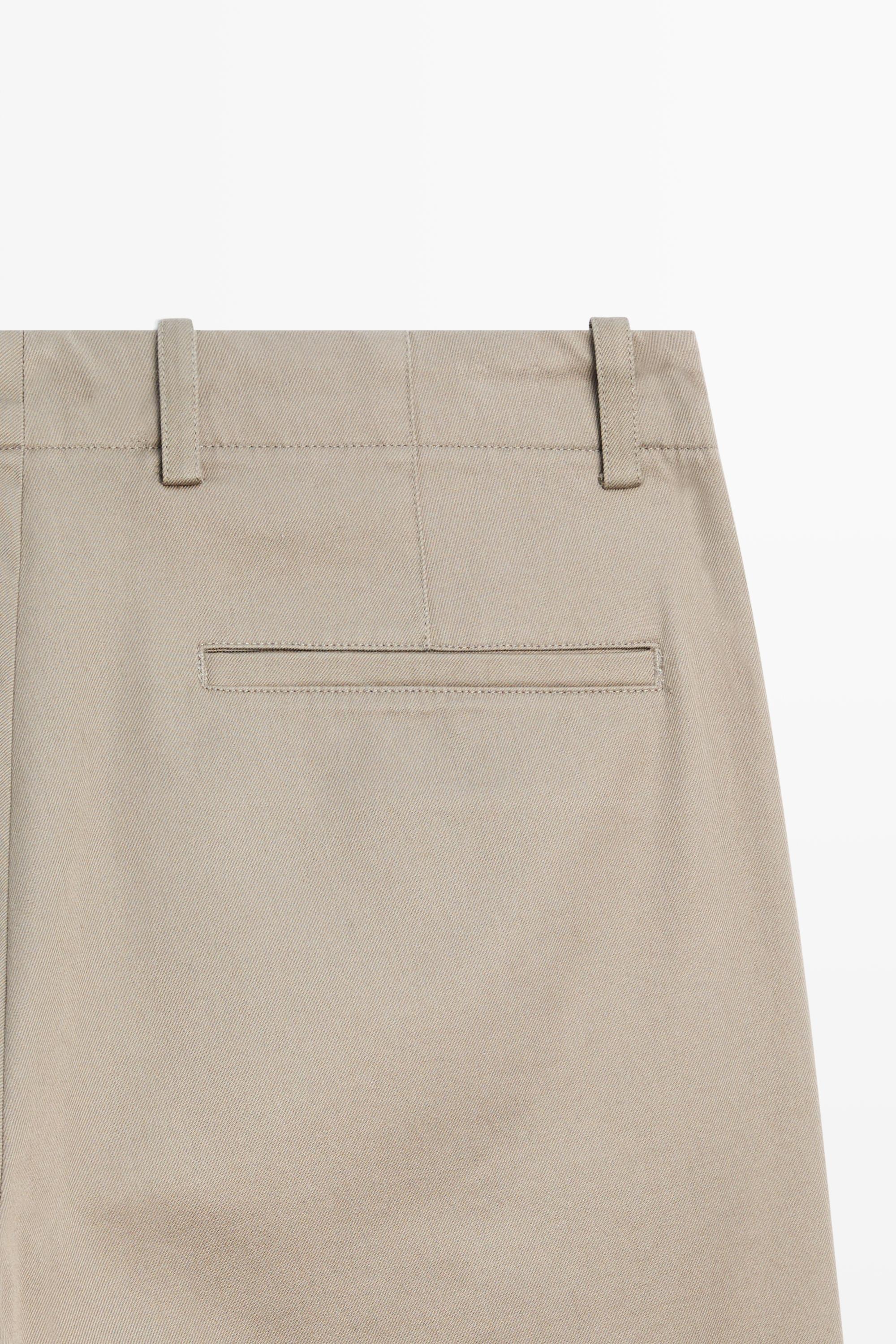 Straight-leg cotton blend pleated pants