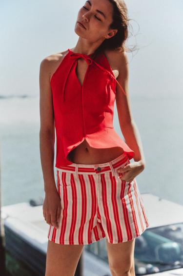 HALTERNECK PEPLUM TOP - Red by Zara