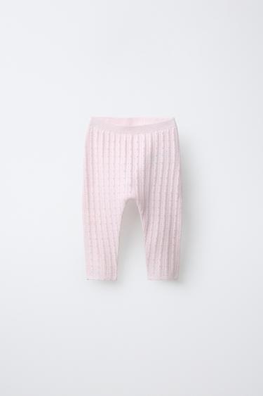CUTWORK KNIT LEGGINGS - Pale pink by Zara - Image 0