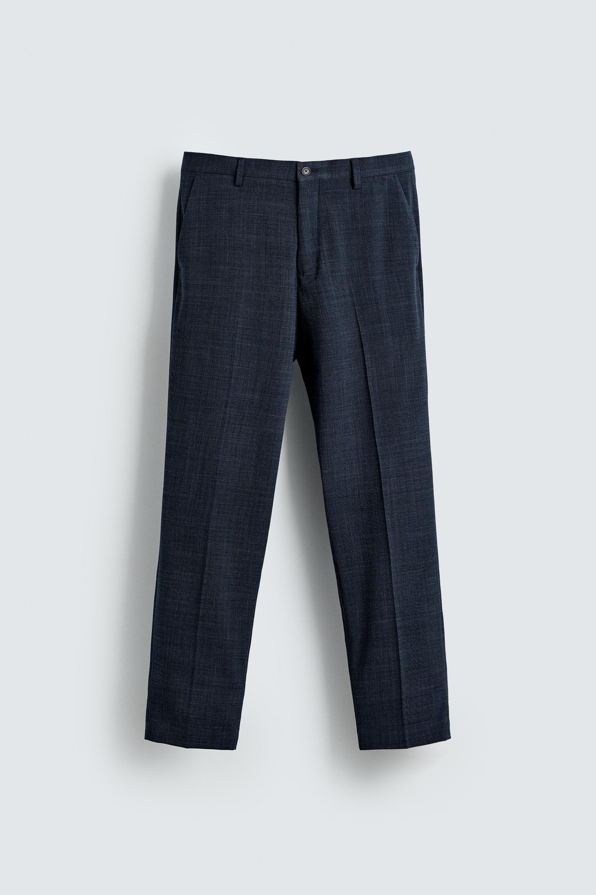 パンツ WOOL DOUBLE BUTTON TUCK PANTS[BLUE] ZW COLLECTION CROSSOVER DENIM PANTS - Blue | ZARA Canada