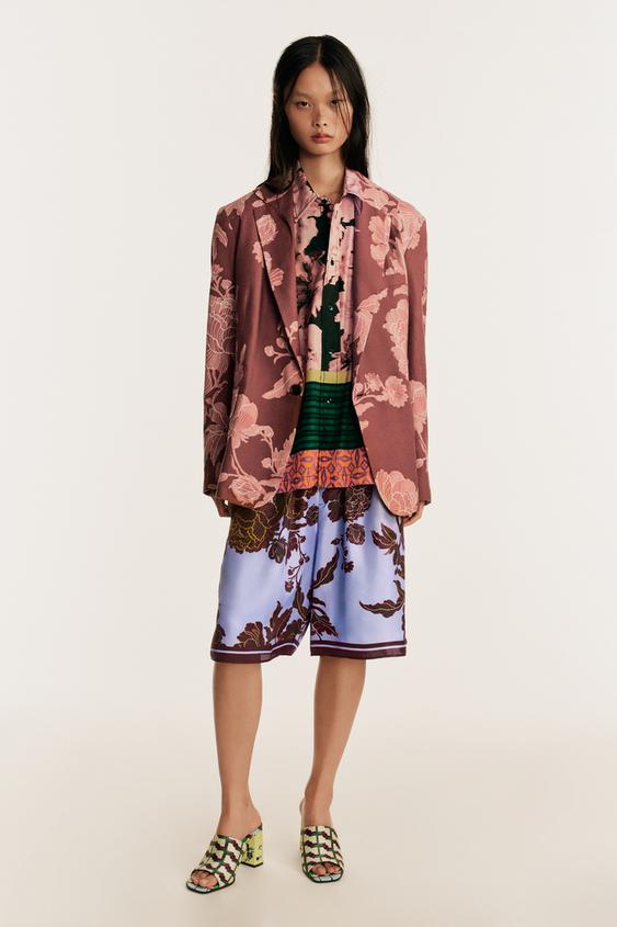 LIMITED EDITION PRINTED LINEN BLEND RELAXED FIT BLAZER - Printed by Zara - Image 0