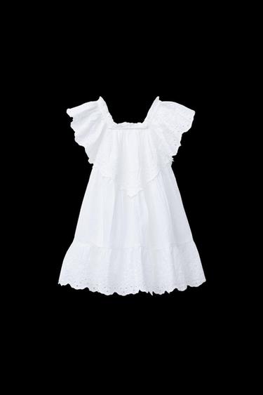 EMBROIDERED DOTTED MESH DRESS - White by Zara - Image 0