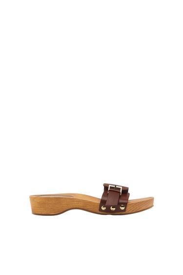 FLAT LEATHER SLIDER SANDALS