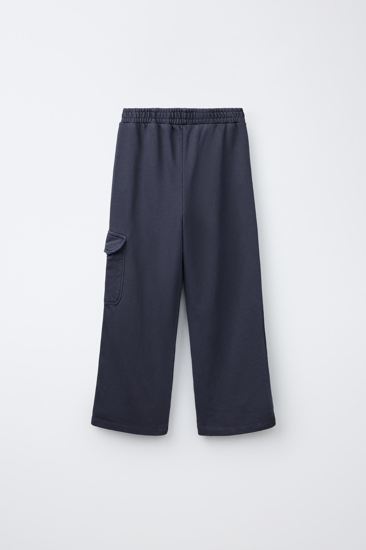Детские брюки Zara Fleece Cargo Pants with Label, цвет: Синий / Серый — фото 2