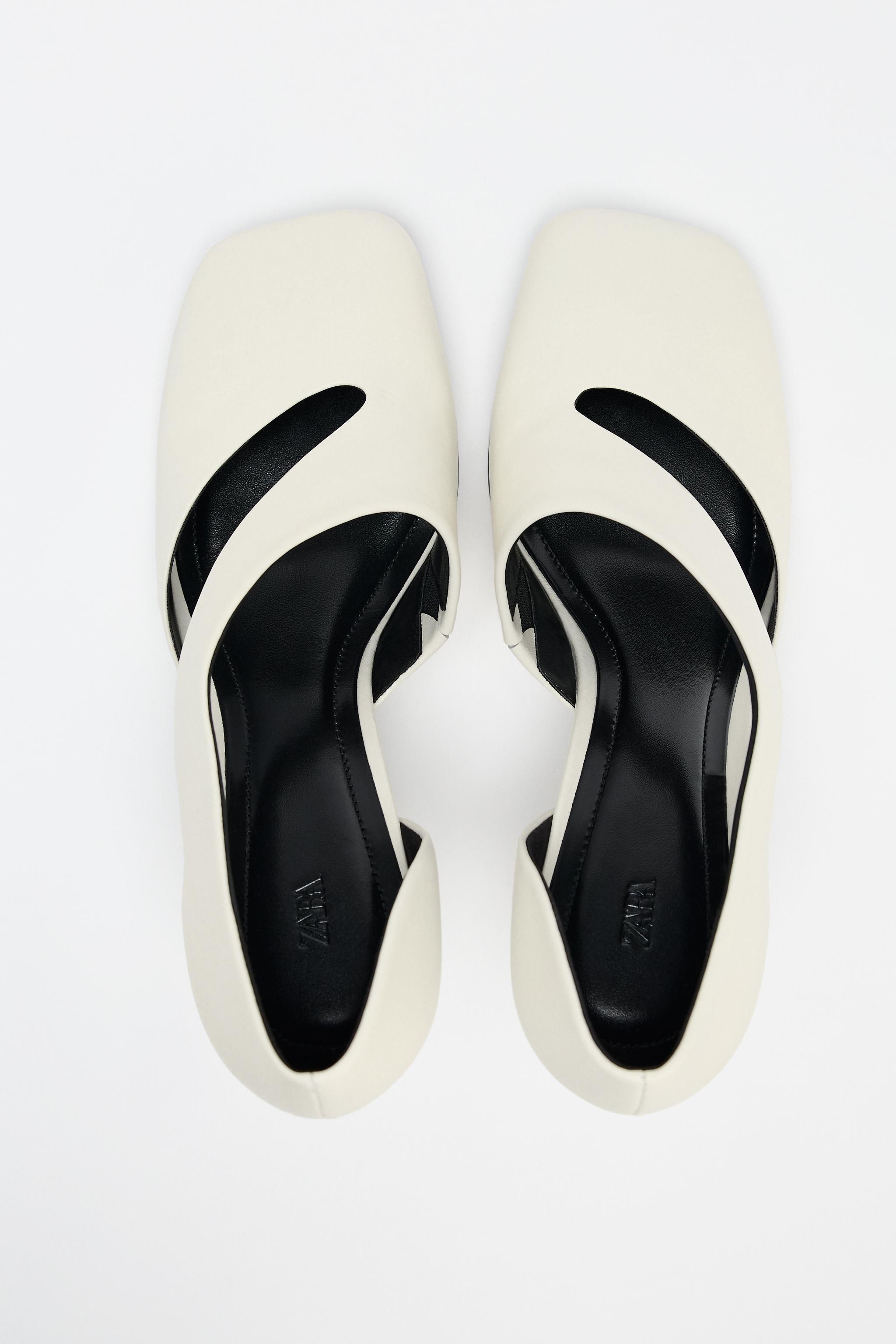 ASYMMETRIC LEATHER HEELS - Off White | ZARA United States