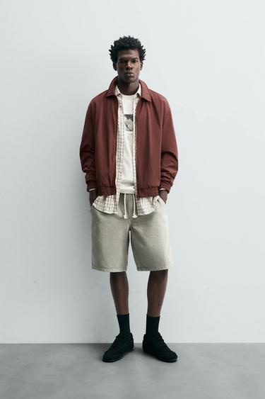 BERMUDA DENIM LAVADA - Caqui da Zara