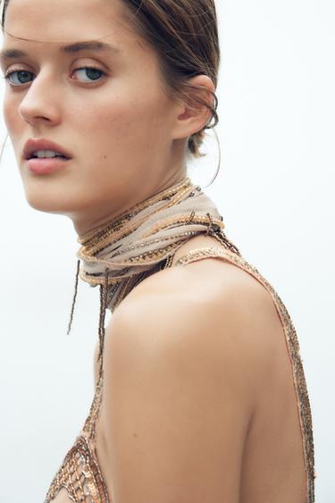 FOULARD FIN FANTAISIE - Beige de Zara - Image 1