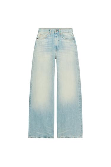 TRF EXTRA WIDE-LEG HIGH-WAIST JEANS - Light blue by Zara