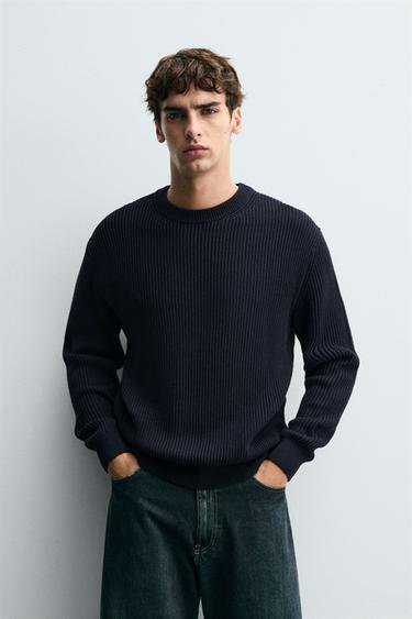 PULLOVER MIT RIPPENSTRUKTUR - Marineblau von Zara