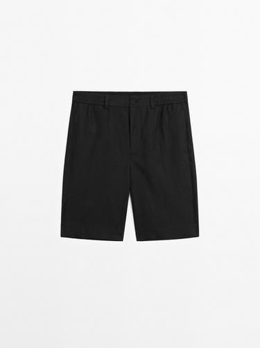 Zara Lightweight 100% linen Bermuda shorts - Black