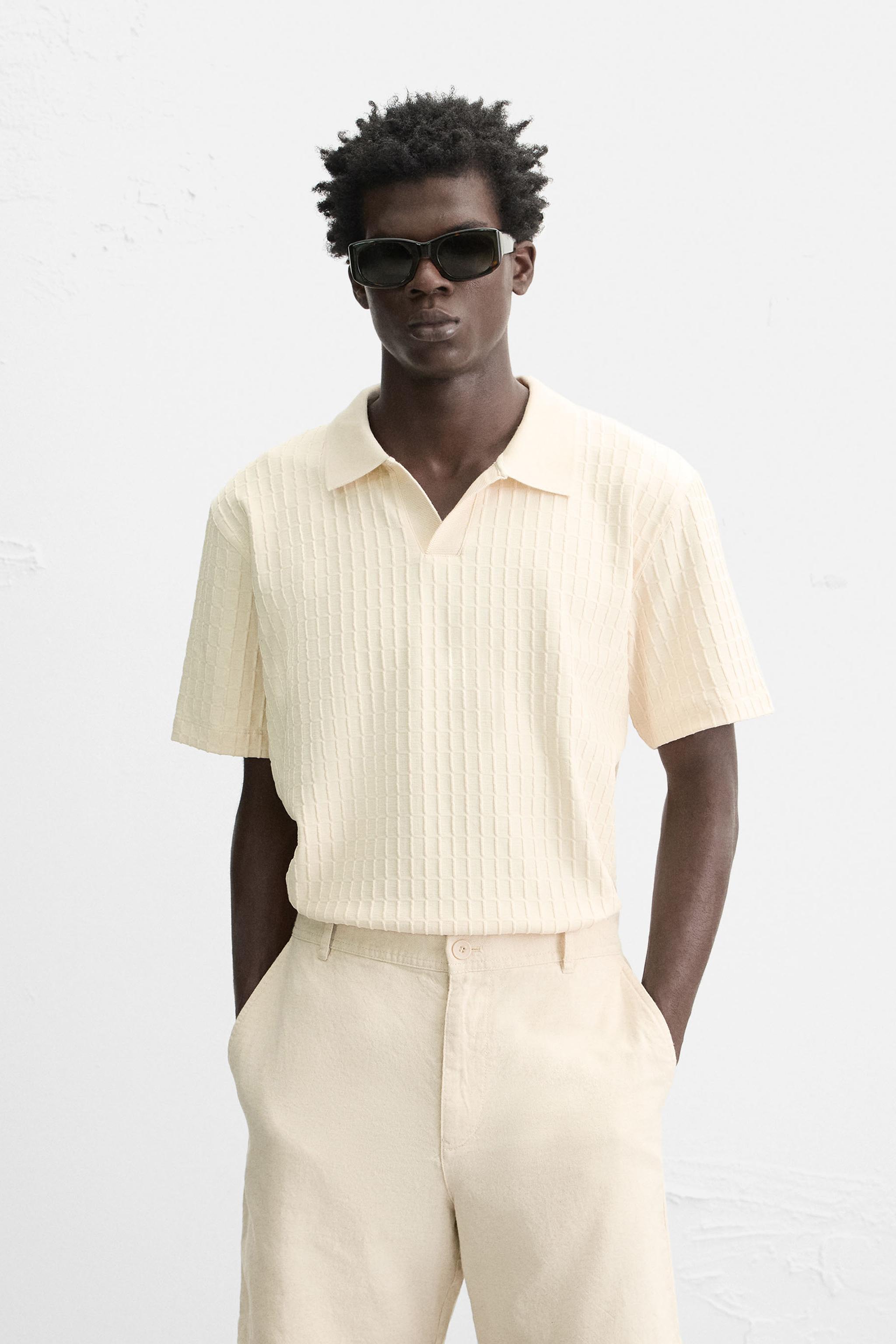 TEXTURED POLO - Ecru | ZARA Canada