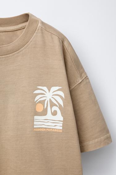 GARMENT DYE PRINT T-SHIRT AND BERMUDA SHORTS SET - Brown by Zara - Image 5