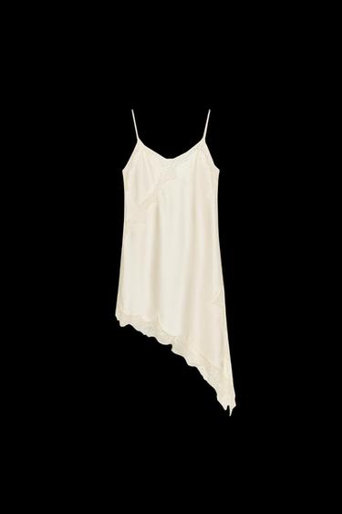 ASYMMETRIC LACE DRESS ZW COLLECTION - Oyster-white by Zara