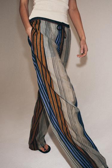 ストライプ柄パジャマスタイルパンツ ZW COLLECTIONマルチカラ―Zaraのストライプ柄パジャマスタイルパンツ ZW COLLECTION - マルチカラ― 