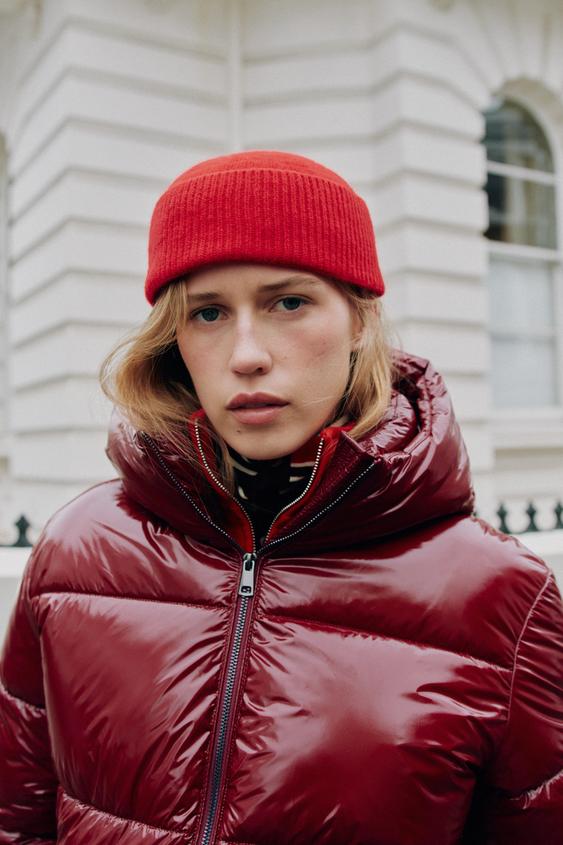 TURN-UP RIB KNIT BEANIE - Red by Zara - Image 0