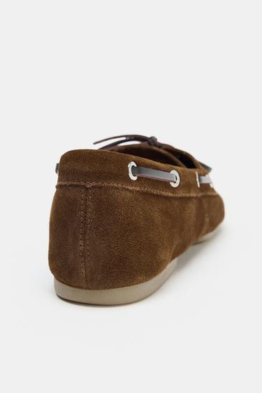 SPLIT SUEDE TOPSTITCHED LOAFERS - Brown by Zara - Image 6