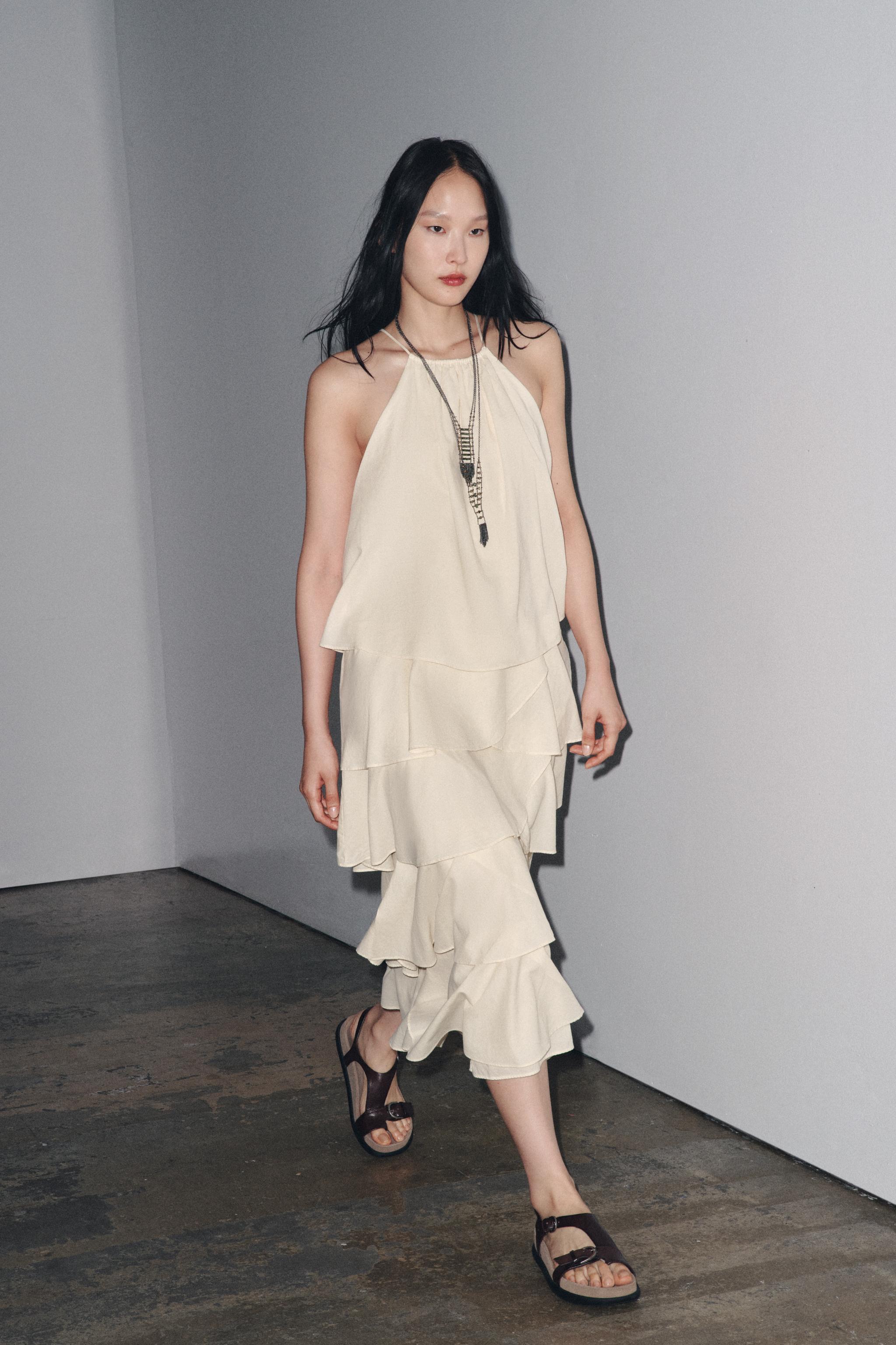 スペイン発送 ZARA フリル付きホルターネックドレス 今季新作！ org.jpg