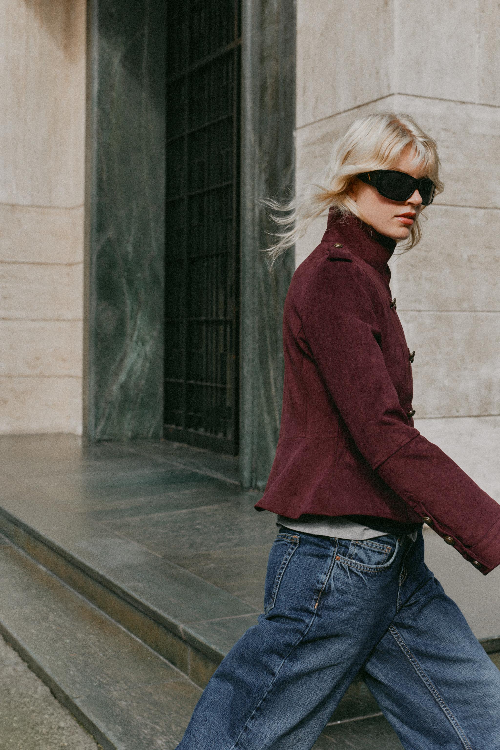 BLOUSON À BRANDEBOURGS EFFET DAIM