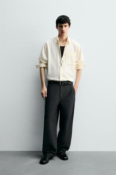 TEXTURED STRIPED SHIRT - Ecru by Zara