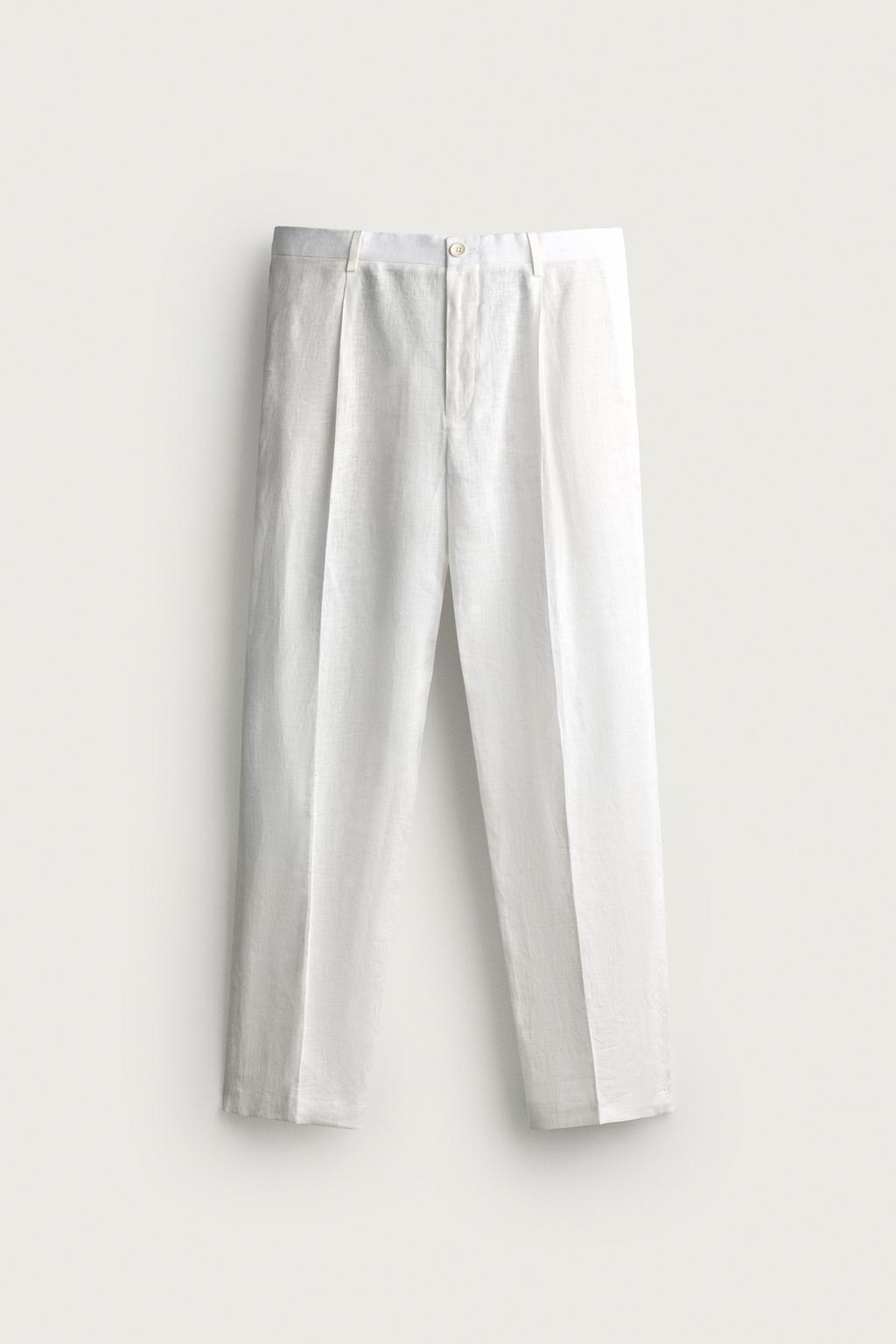 100% LINEN REGULAR FIT TROUSERS