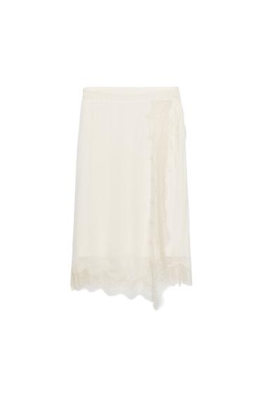 ZW COLLECTION LACE PAREO SKIRT - Oyster-white by Zara