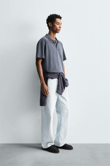 POLO DÉLAVÉ RELAXED FIT - Bleu délavé de Zara - Image 3