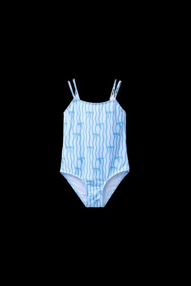 6-14 YEARS/ BOW PRINT SWIMSUIT - Blue by Zara