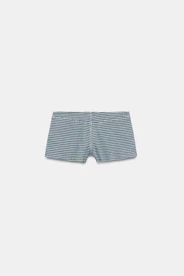 SHORT MINI À RAYURES - Bleu de Zara - Image 6