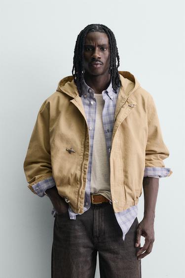RELAXED FIT HOODED FIREMAN CLASP JACKET - Beige by Zara