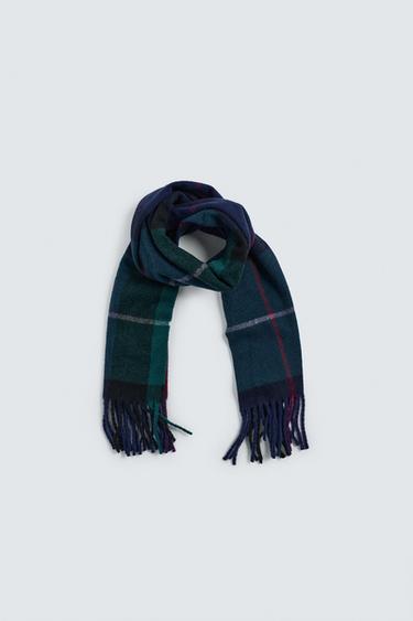 AARON LEVINE X ZARA CHECK WOOL BLEND SCARF - Green by Zara - Image 4