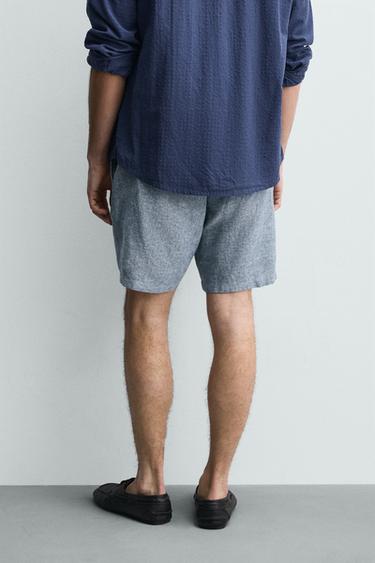 SHORT REGULAR FIT STRUCTURÉ - Bleu / Blanc de Zara - Image 2