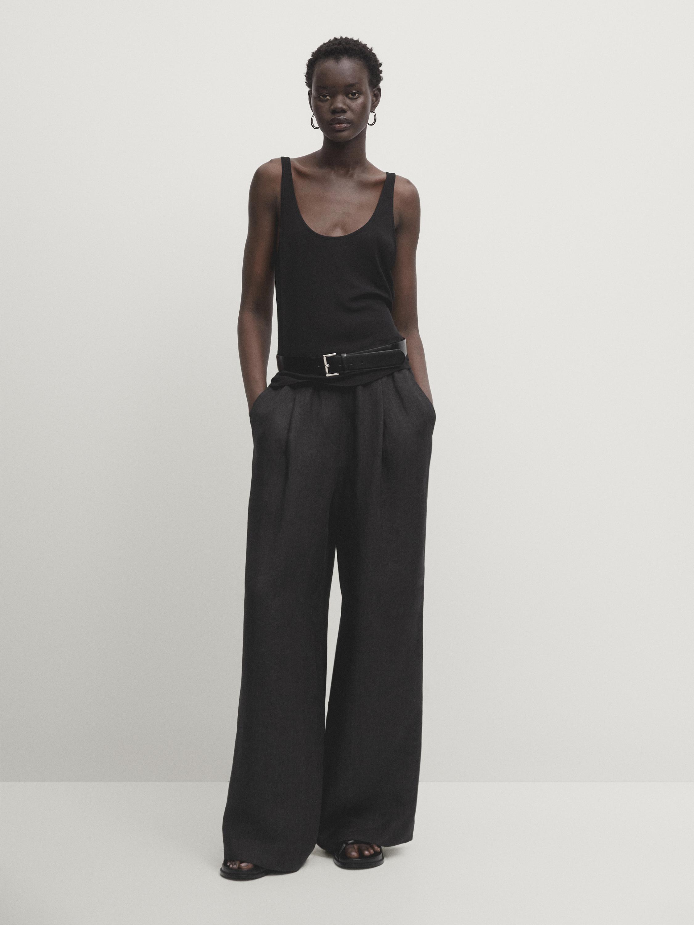 Zara, Pants & Jumpsuits, Nwot Zara Black High Waisted Wide Leg Trousers  Size Large