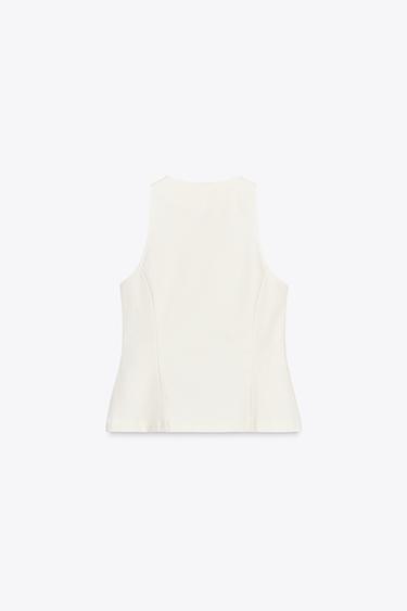 TOP EN DENIM ZIP ZW COLLECTION - Blanc cassé de Zara - Image 6