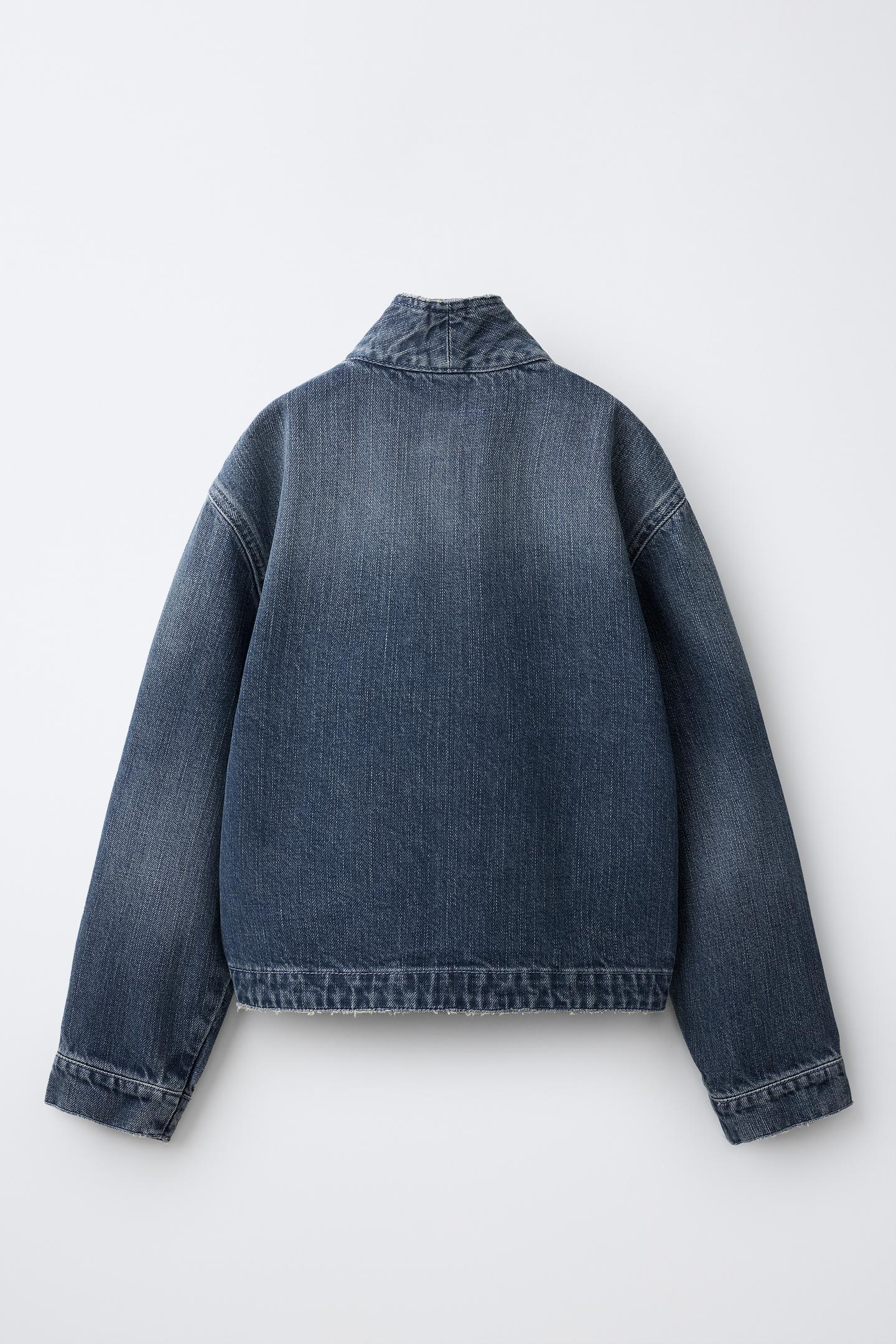 Детская куртка Zara Double-Breasted Denim Jacket, цвет: Синий — фото 3