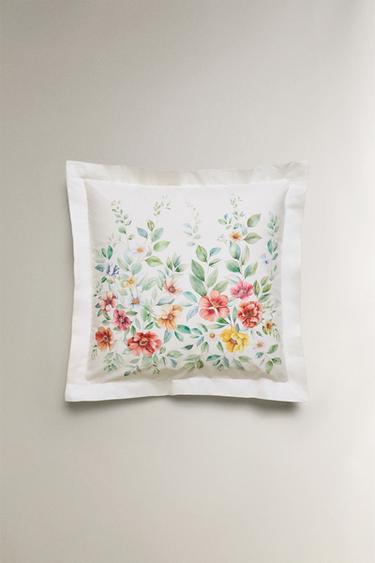 TAIE D’OREILLER COTON IMPRIMÉ FLEUR - Blanc cassé de Zara - Image 2