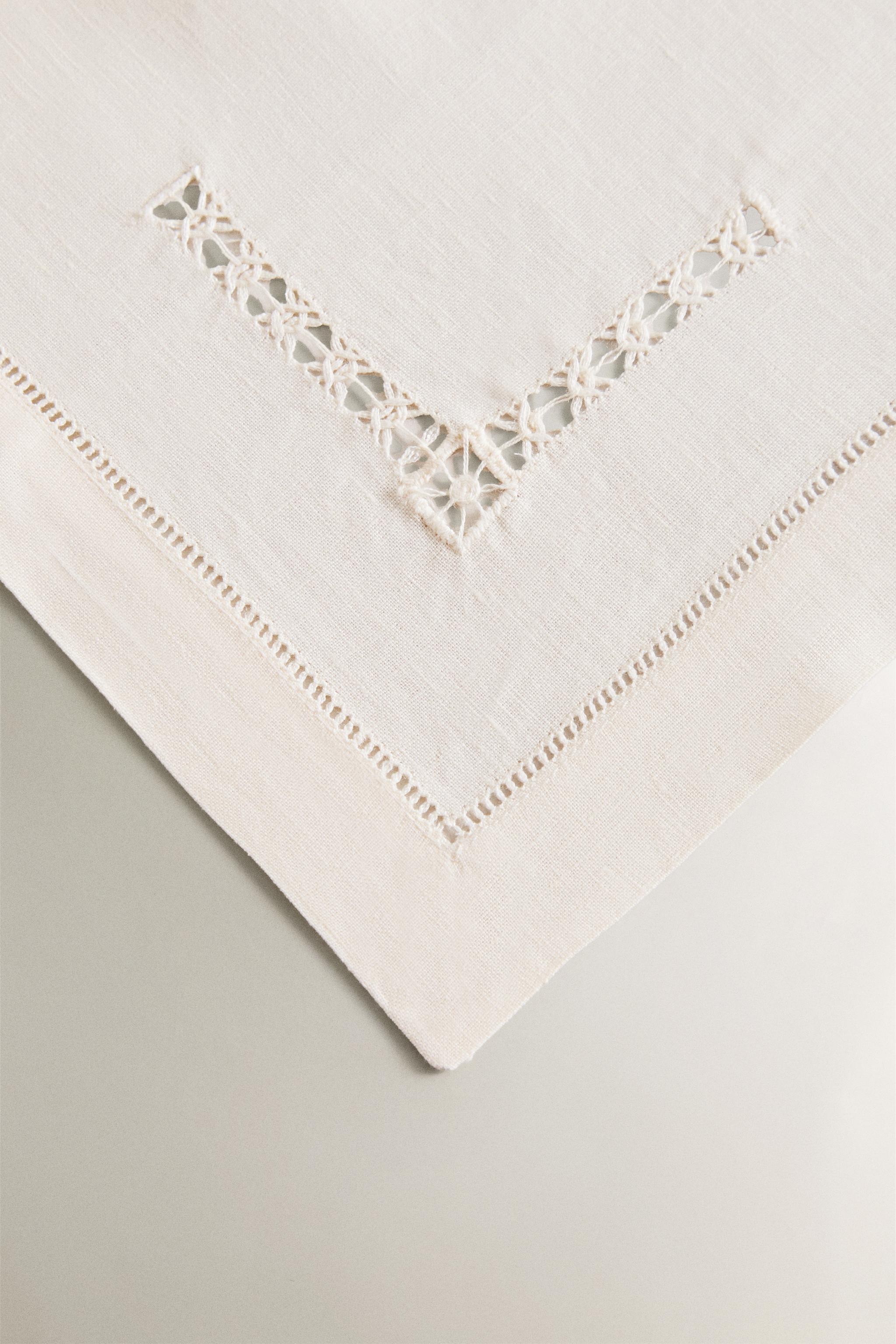 LOT DE SERVIETTES DE TABLE EN LIN AVEC JOUR ÉCHELLE (LOT DE 2)