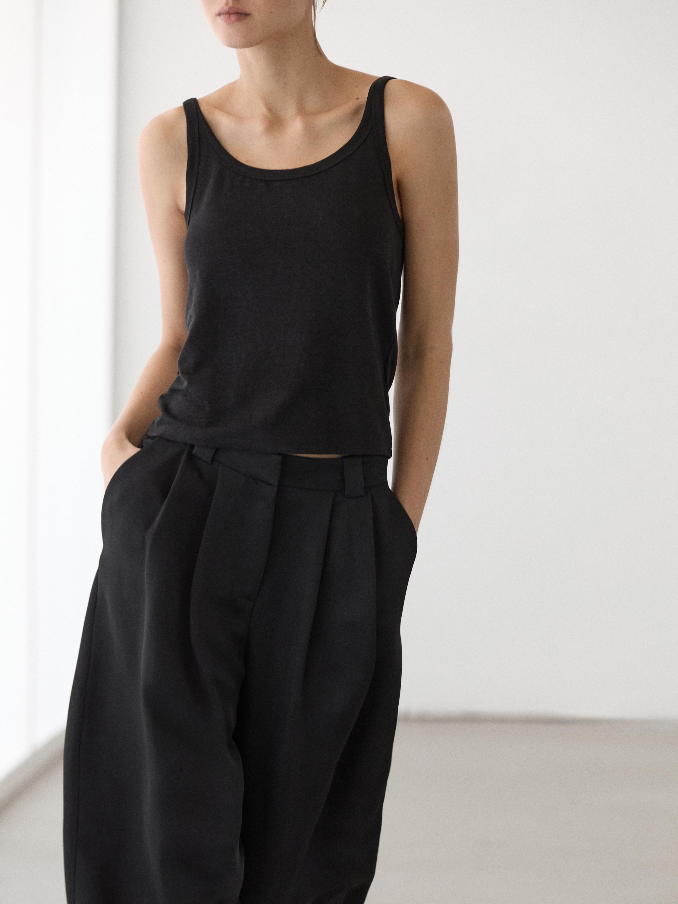 Linen blend strappy top