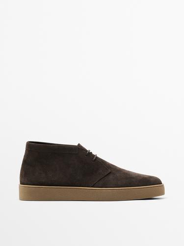 Zara Soft split suede ankle boots - Brown - Image 0