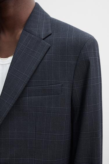 BLAZER TRAJE CUADROS - Marino de Zara