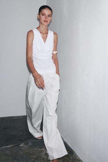 FLOWING DRAPED TOP - White by Zara - Image 1