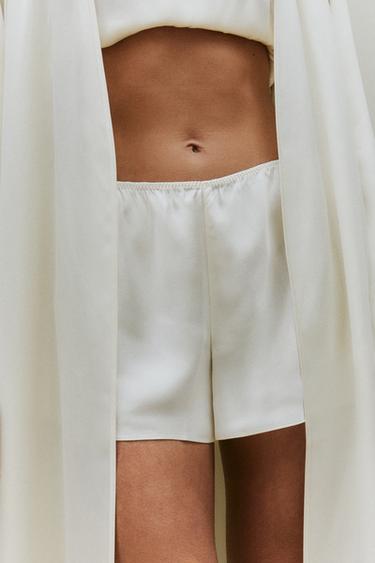 BEIGE SILK SHORTS - Ecru by Zara - Image 6