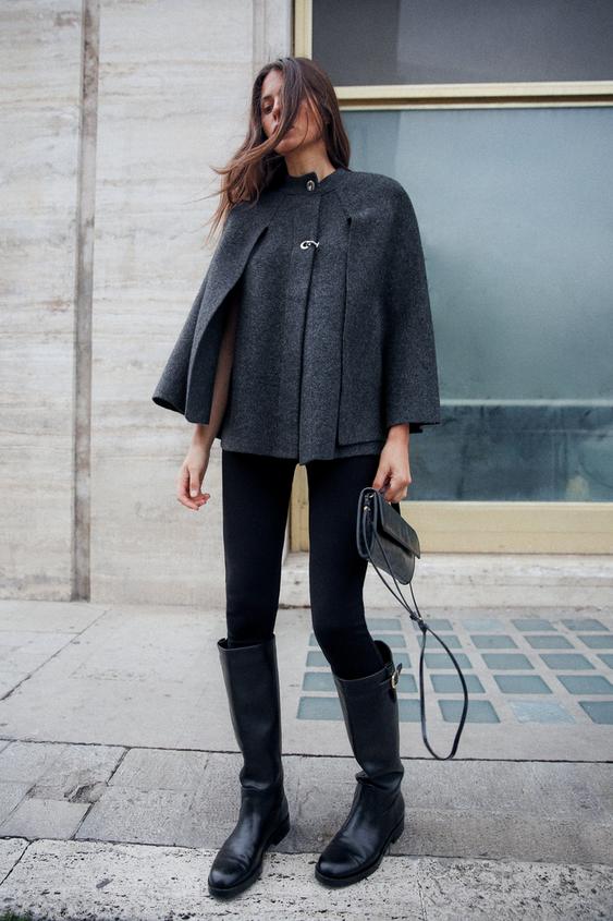 ニットケープコート - グレー | ZARA Japan / 日本