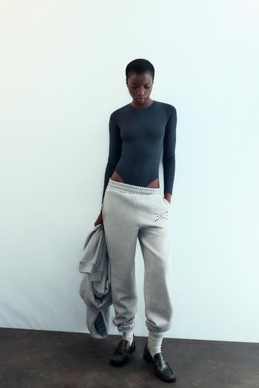 COTTON MODAL BODYSUIT - Navy blue by Zara