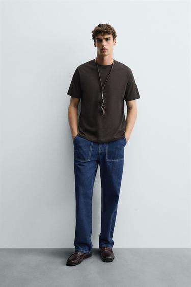 BASIC MEDIUM WEIGHT T-SHIRT - Dark brown by Zara