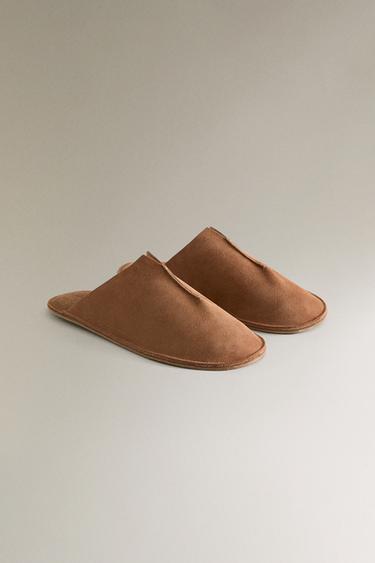 CHAUSSONS OUVERTS À L’ARRIÈRE CUIR - Marron de Zara - Image 2