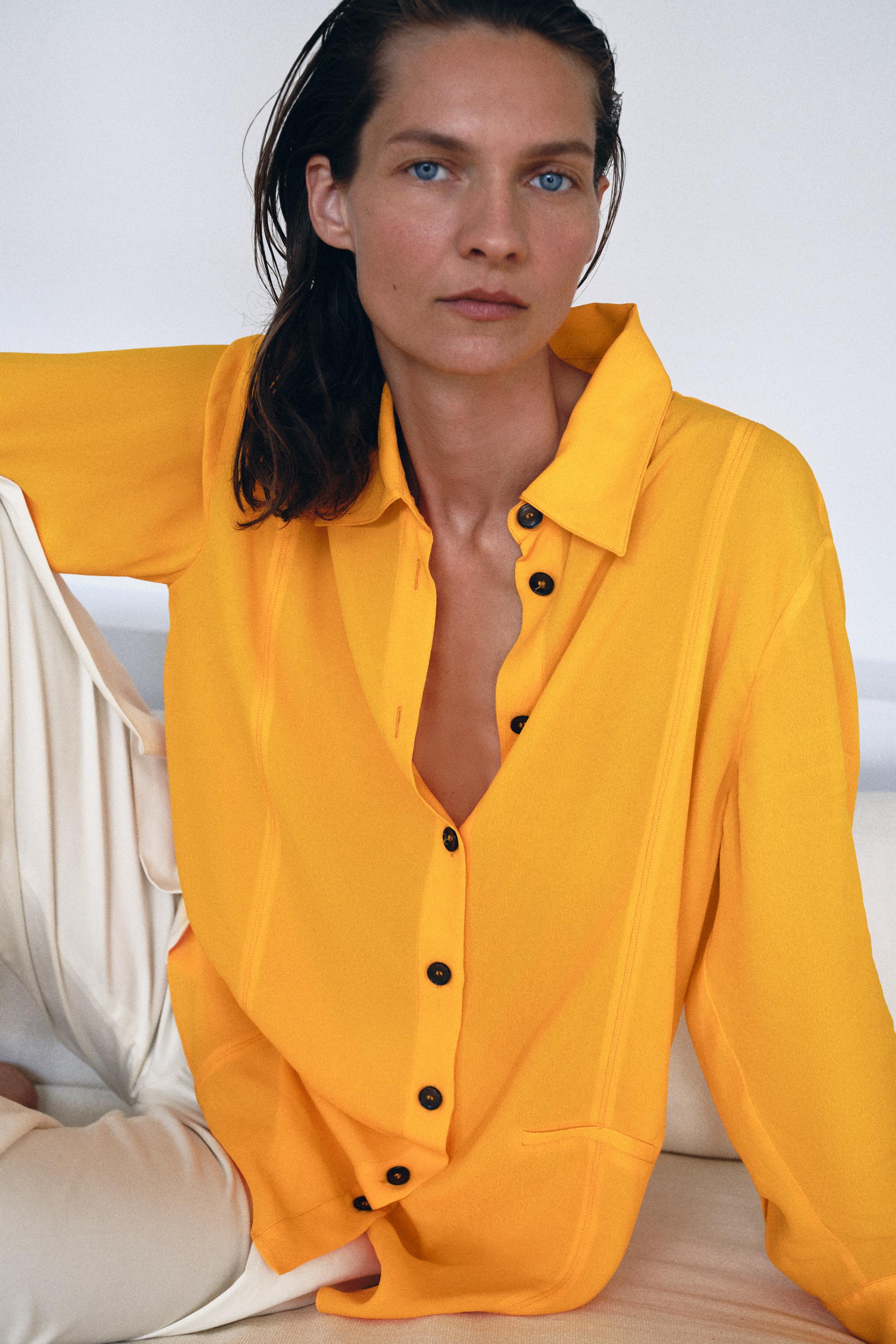 ZW COLLECTION FLOWY SHIRT — Tangerine